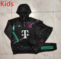 2023-2024 Bayern München Black Kids/Youth Soccer Tracksuit With Hat-815