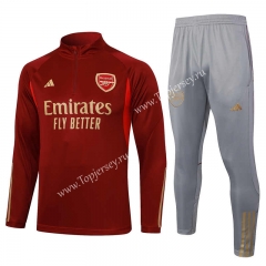 2023-2024 Arsenal Maroon Thailand Soccer Tracksuit-815
