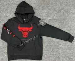 Kids/Youth Chicago Bulls Black Tracksuit Top With Hat-LH