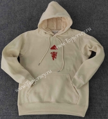 2023-2024 Manchester United Light Yellow Thailand Soccer Tracksuit Top With Hat-LH