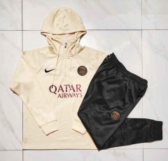 2023-2024 Paris SG Light Yellow Thailand Soccer Tracksuit With Hat -815