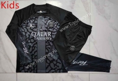 2023-2024 Paris SG Black&Gray Kids/Youth Soccer Tracksuit-815