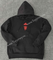 2023-2024 Manchester United Black Thailand Soccer Tracksuit Top With Hat-LH