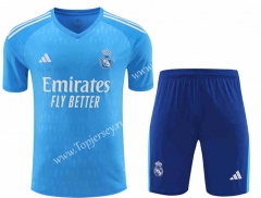 2023-2024 Real Madrid Goalkeeper Blue Thailand Soccer Uniform-418