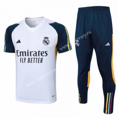 2023-2024 Real Madrid White Short-Sleeve Thailand Soccer Tracksuit-815