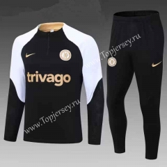 2023-2024 Chelsea Black Kids/Youth Soccer Tracksuit-411