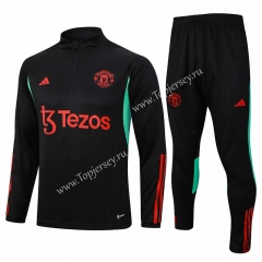 2023-2024 Manchester United Black Thailand Soccer Tracksuit-815