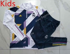 2023-2024 Real Madrid White (Inkjet)  Kids/Youth Soccer Tracksuit-815