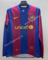 Retro Version 07-08 Barcelona Home Red&Blue LS Thailand Soccer Jersey AAA-9268
