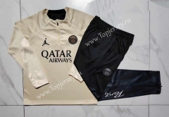 2023-2024 Paris SG Beige Thailand Soccer Tracksuit -815