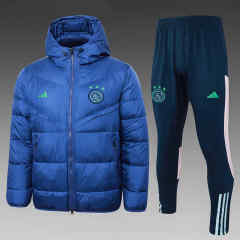 2023-2024 Ajax Camouflage Blue Thailand Soccer Cotton Coat Uniform With Hat-815