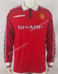 Retro Version 98-00 Manchester United Home Red LS Thailand Soccer Jersey AAA-503