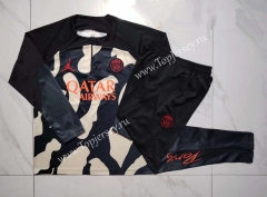 2023-2024 Jordan Paris SG Black&Yellow Thailand Soccer Tracksuit -815
