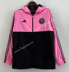 (S-3XL) 2024-2025 Inter Miami CF Black&Pink Thailand Trench Coats With Hat-0255