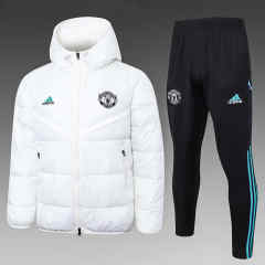 2023-2024 Manchester United White Thailand Soccer Cotton Coat Uniform With Hat-815