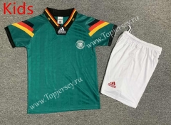 Retro Version 1992 Germany Away Green Kids/Youth Soccer Uniform-7809