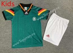 Retro Version 1992 Germany Away Green Kids/Youth Soccer Uniform-7809