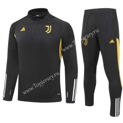 (S-3XL)2023-2024 Juventus Black Thailand Soccer Tracksuit-GDP