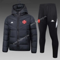 2023-2024 CR Vasco da Gama Black Thailand Soccer Cotton Coat Uniform With Hat-815