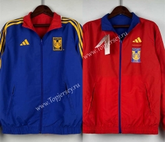 (S-3XL) 2024-2025 Tigres UANL Blue&Red Double-Sided Wear Thailand Trench Coats-0255