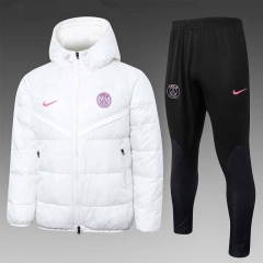 2023-2024 Paris SG White Thailand Soccer Cotton Coat Uniform With Hat-815