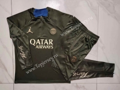 2023-2024 Jordan Paris SG Dark Green Thailand Soccer Tracksuit -815
