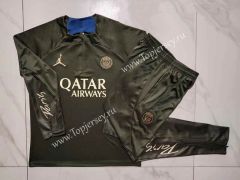 2023-2024 Jordan Paris SG Dark Green Thailand Soccer Tracksuit -815