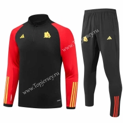 (S-3XL) 2023-2024 Roma Black Thailand Soccer Tracksuit-GDP