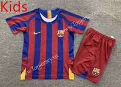 Retro Version 05-06 Barcelona Home Red&Blue Kid/Youth Soccer Uniform-7809