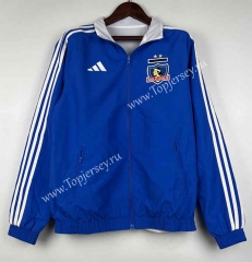 (S-3XL) 2024-2025 Colo-Colo Blue&White Double-Sided Wear Thailand Trench Coats-0255