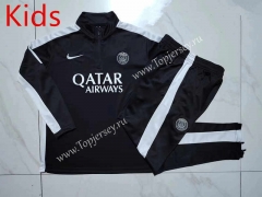 2023-2024 Paris SG Black Kids/Youth Soccer Tracksuit-815