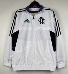 (S-3XL) 2024-2025 Flamengo White Thailand Trench Coats With Hat-0255