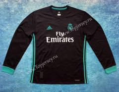 Retro Version 17-18 Real Madrid Away Black LS Thailand Soccer Jersey AAA-6590