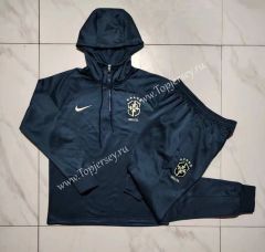 2023-2024 Brazil Royal Blue Thailand Soccer Tracksuit With Hat-815