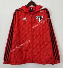 (S-3XL) 2024-2025 Sao Paulo Red Thailand Trench Coats With Hat-0255