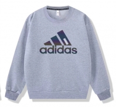(M-3XL) Addidas Gray Cotton Tracksuit Top-DD3