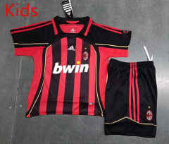 Retro Version 06-07 AC Milan Home Red&Black Kids/Youth Soccer Uniform-8679