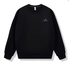 (M-3XL) Addidas Black Cotton Tracksuit Top-DD3