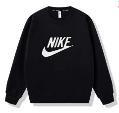 (M-3XL) Nike White Logo Black Tracksuit Top-DD3