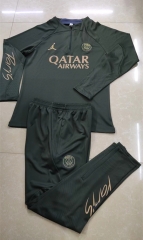 2023-2024 Jordan Paris SG Army Green Thailand Soccer Tracksuit -411