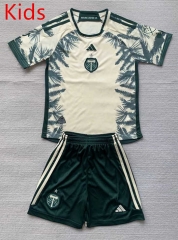 2024-2025 Portland Timbers Away Light Yellow Kids/Youth Soccer Uniform-AY