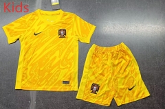 2024-2025 Portugal Goalkeeper Yellow Kids/Youth Soccer Uniform