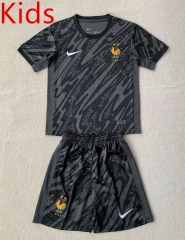 2024-2025 France Goalkeeper Black Kids/Youth Soccer Uniform-AY