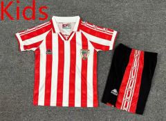 Retro Version 95-97 Athletic Bilbao Home Red&White Kids/Youth Soccer Uniform-7809