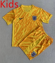 2024-2025 England Goalkeeper Yellow Kids/Youth Soccer Uniform-AY