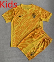 2024-2025 France Goalkeeper Yellow Kids/Youth Soccer Uniform-AY