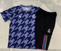 2023-2024 Real Madrid Black&Gray Short-Sleeve Thailand Soccer Tracksuit-815