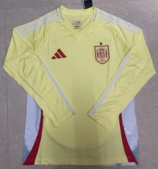 2024-2025 Spain Away Yellow LS Thailand Soccer Jersey AAA-422