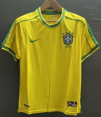 Retro Version 1998 Brazil Home Yellow Thailand Soccer Jersey AAA-7291