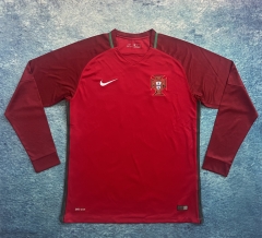 Retro Version 2016 Portugal Home Red LS Thailand Soccer Jersey AAA-6590